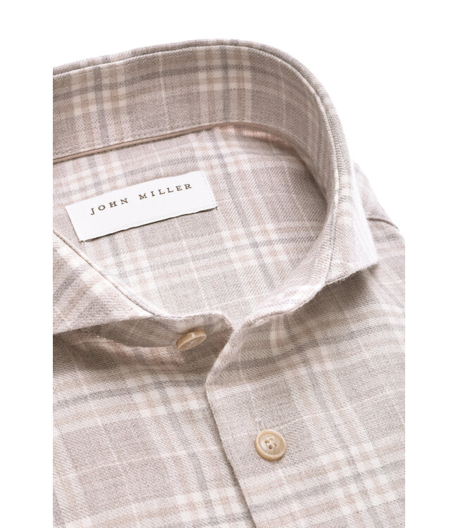slim fit wollen overhemd grijs ruit