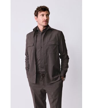 John Miller wol stretch overshirt donkerbruin
