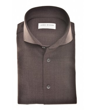 John Miller slim fit wol stretch overhemd bruin