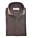 slim fit wol stretch overhemd bruin