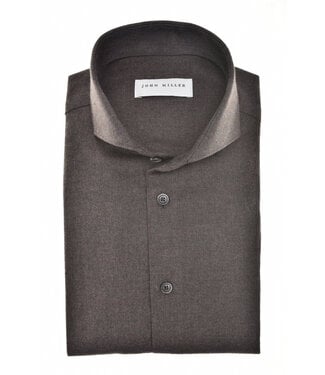 John Miller slim fit flanellen overhemd bruin