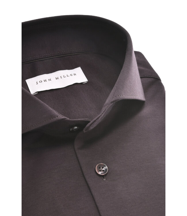 slim fit premium jersey overhemd bruin