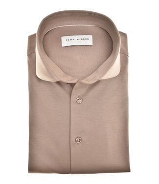John Miller slim fit premium jersey overhemd beige
