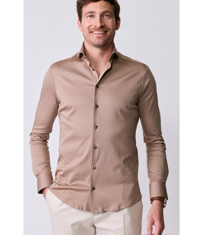 slim fit premium jersey overhemd beige
