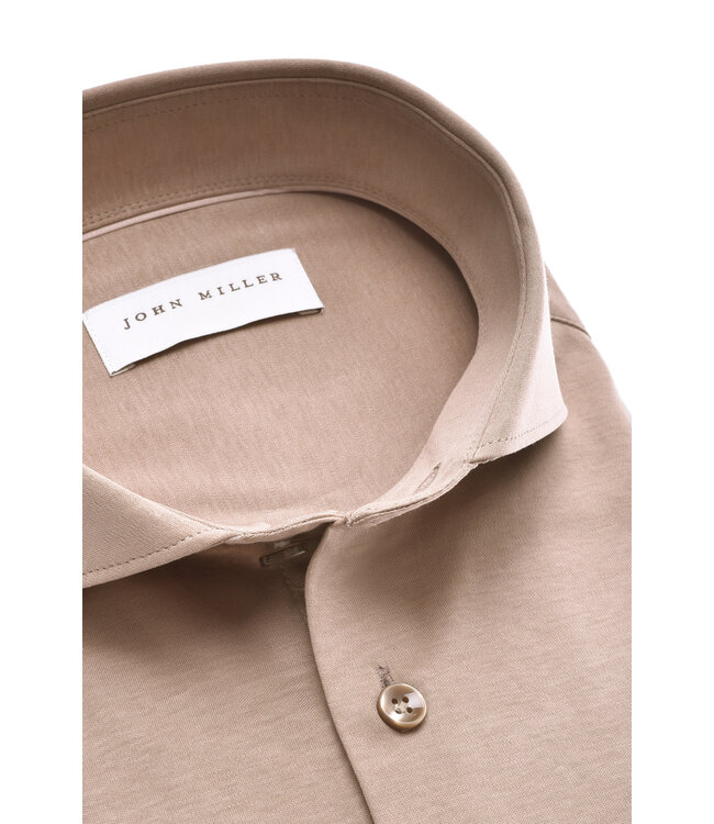slim fit premium jersey overhemd beige