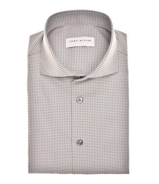 John Miller slim fit strijkvrij overhemd bruin ruit