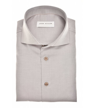 John Miller slim fit strijkvrij overhemd beige