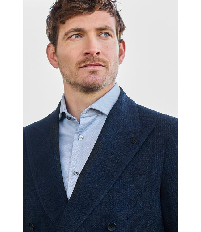 slim fit strijkvrij overhemd blauw