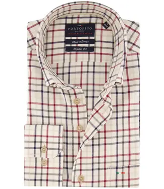 Portofino regular fit overhemd beige ruit