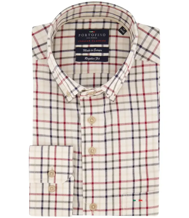 regular fit overhemd beige ruit