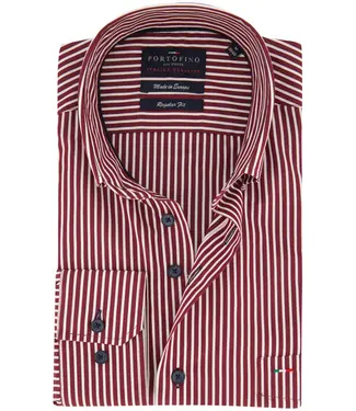 Portofino regular fit overhemd bordeaux streep