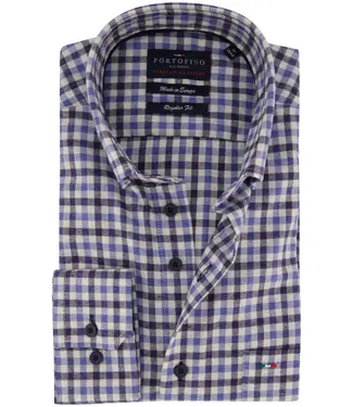 Portofino regular fit overhemd blauw ruit