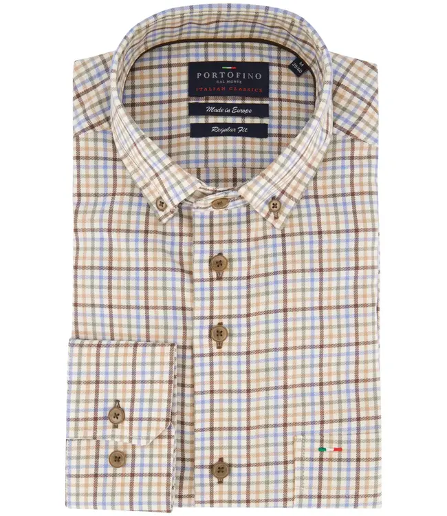 regular fit overhemd bruin ruit