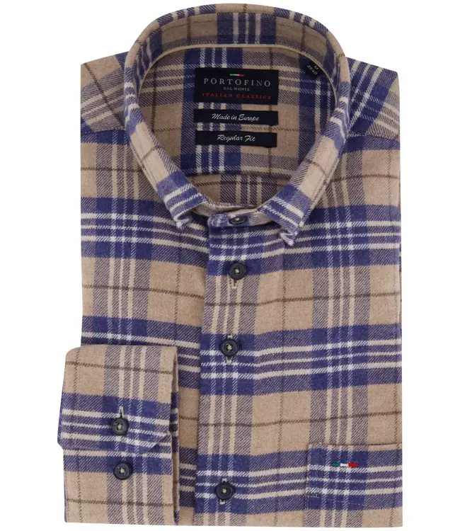 regular fit overhemd blauw ruit