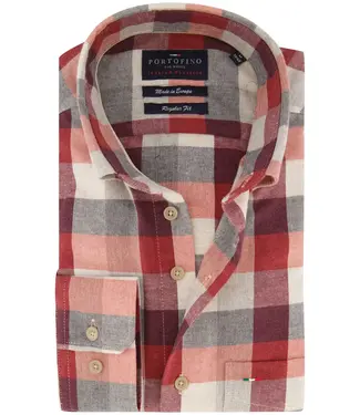 Portofino regular fit orverhemd rood ruit