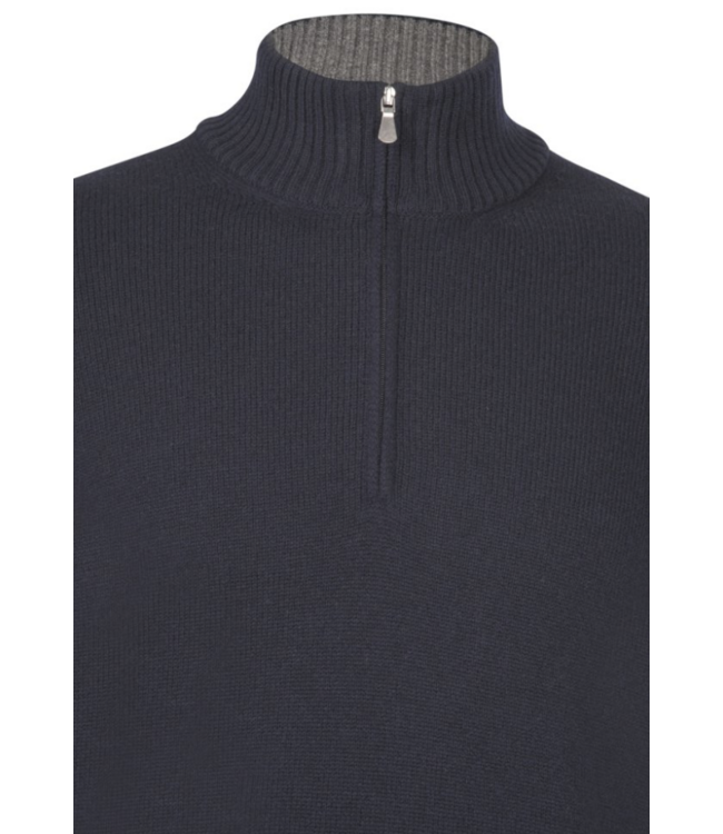 wollen half zip trui marine