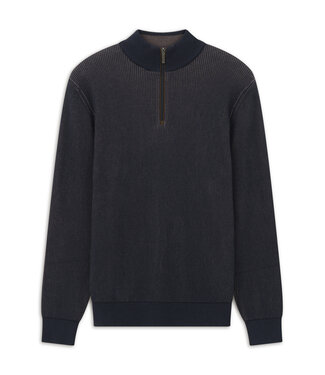 Bugatti half zip trui katoen cashmere marine rib