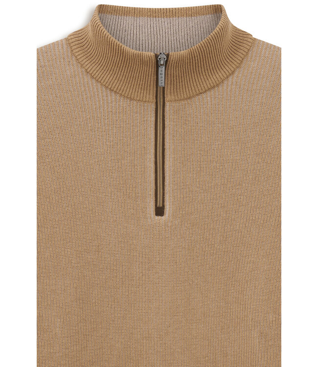 half zip trui katoen cashmere beige