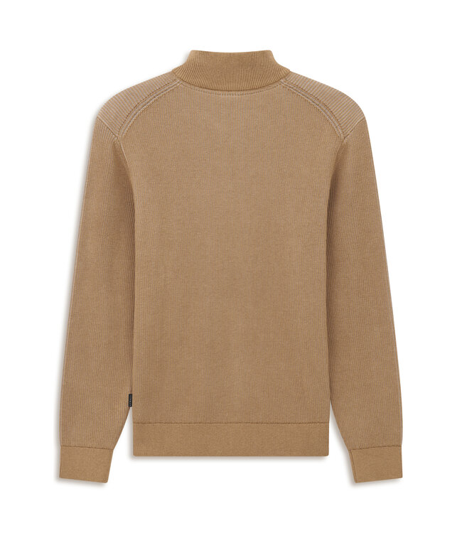 half zip trui katoen cashmere beige