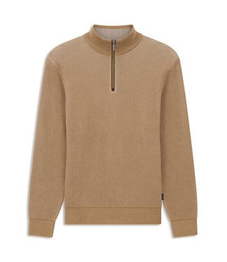 Bugatti half zip trui katoen cashmere beige
