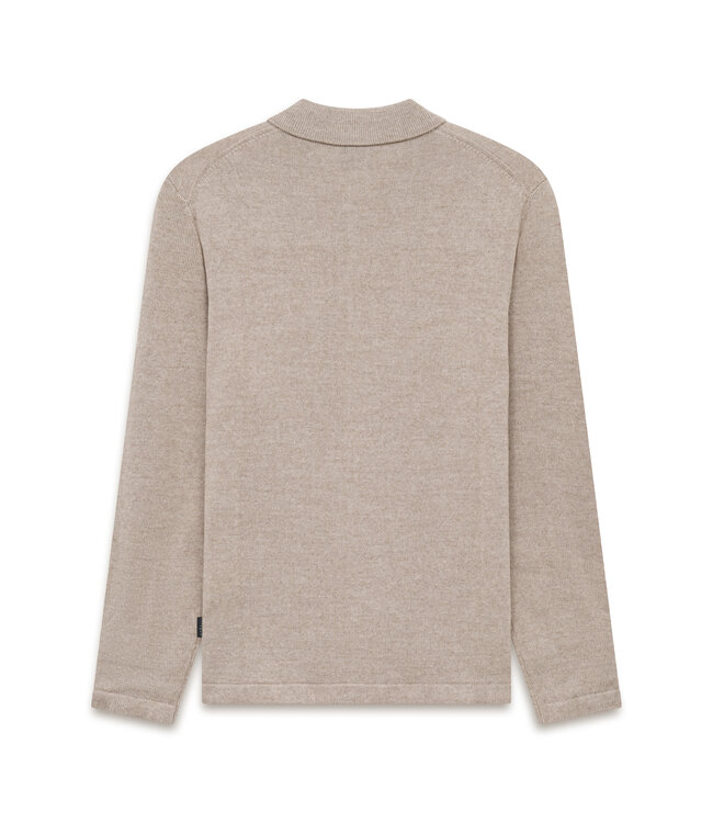 dun gebreid knoopvest taupe