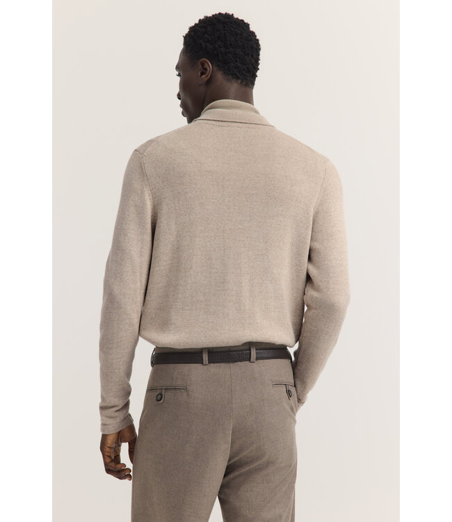 dun gebreid knoopvest taupe