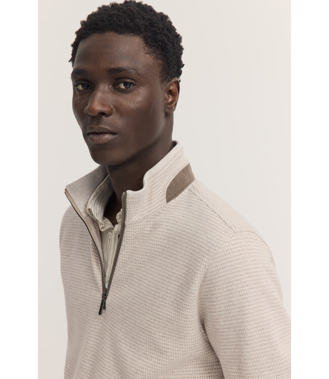 half zip trui beige
