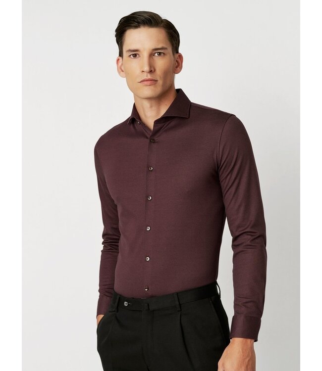jersey overhemd bordeaux twill