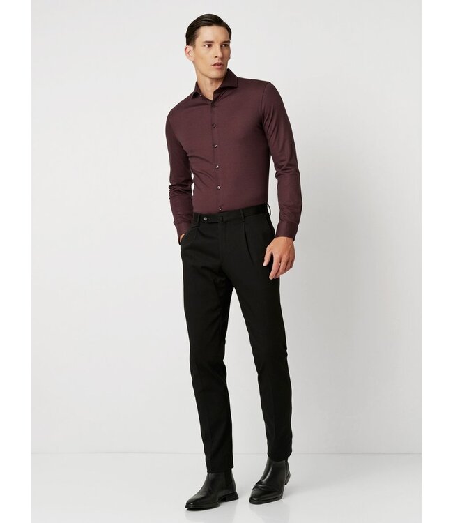 jersey overhemd bordeaux twill