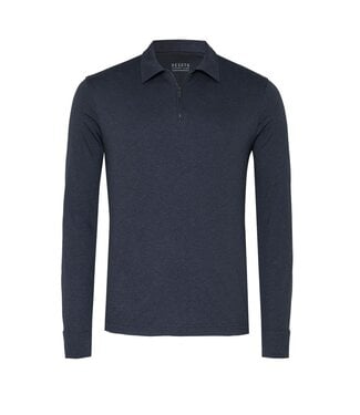 Desoto Luxury zip jersey polo donkerblauw