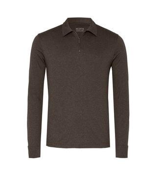 Desoto Luxury zip jersey polo bruin