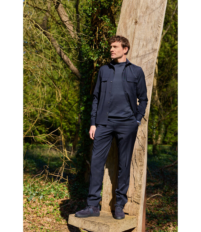 wol stretch overshirt donkerblauw