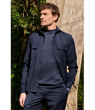 John Miller wol stretch overshirt donkerblauw