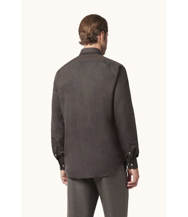 regular fit flanel overhemd bruin
