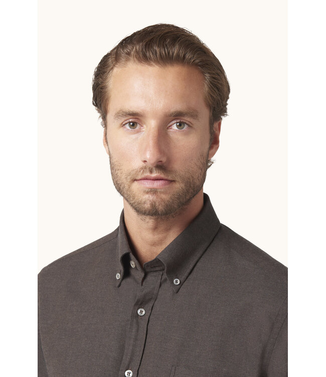 regular fit flanel overhemd bruin