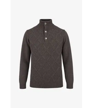 Gentiluomo half zip kabel trui bruin