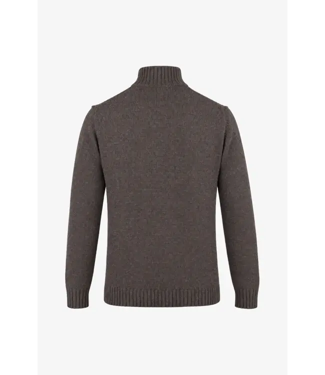 half zip kabel trui bruin