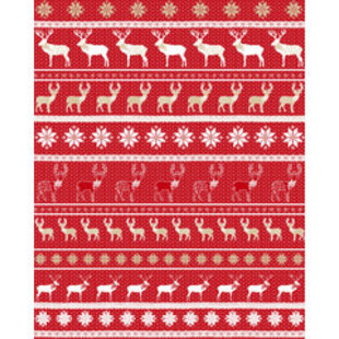 Vel Decopatch Papier Patroon Kerst  met Hert Rood/Wit