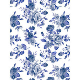 Vel Decopatch Papier Delfts Blauw Bloemen Blauw/Wit