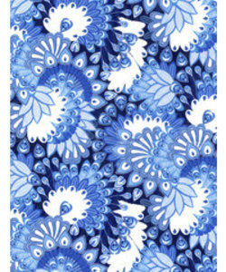Vel Decopatch  papier Pauwenprint blauw/wit