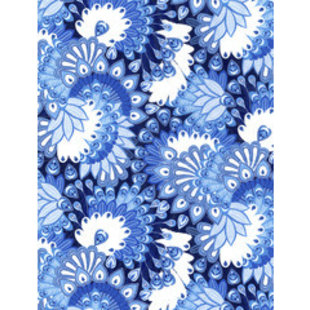 Vel Decopatch  papier Pauwenprint blauw/wit