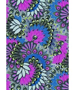 Vel Decopatch Papier Pauwenprint Zilver/Roze/Blauw