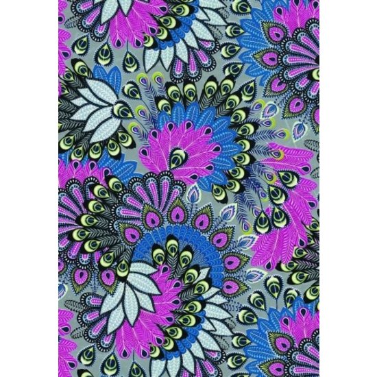 Decopatch Vel Decopatch Papier Pauwenprint Zilver/Roze/Blauw