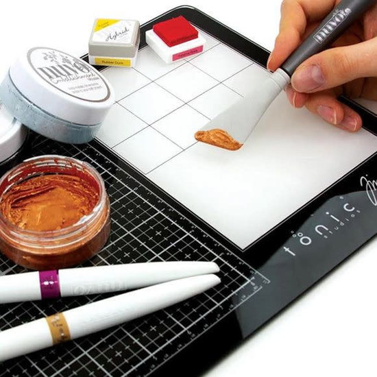 Tim Holtz Tonic Studios Tim Holtz Glass Media Mat Travel Met Zachte Hoes Rechtshandig