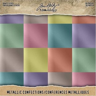 Tim Holtz Idea-Ology Kraft stock 8 x 8 inch Metallic 36 pcs.