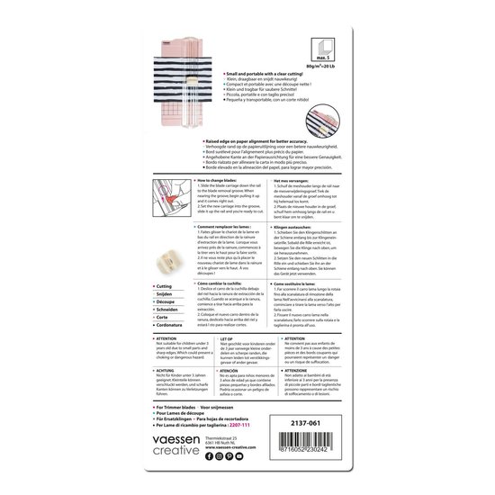 Vaessen Creative Vaessen Creative Paper Trimmer Mini 6,5x15,3cm Roze