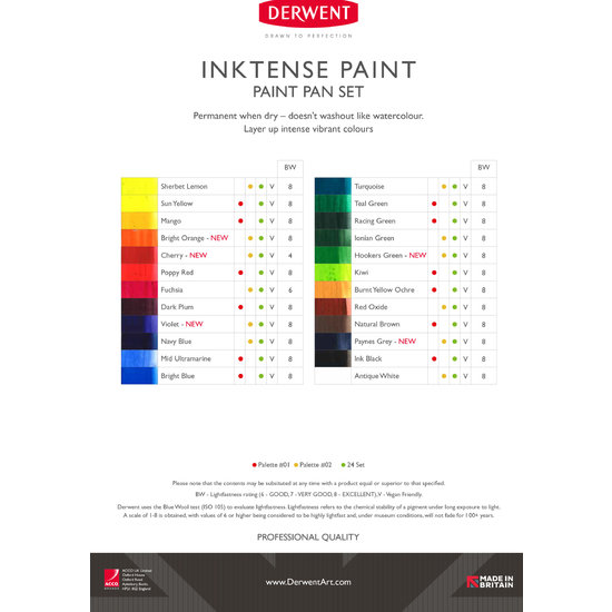 Derwent Derwent Inktense Paint Pan Set #01 12st