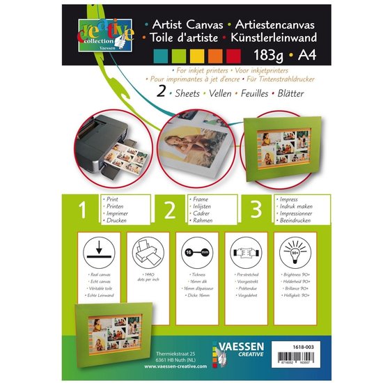 Vaessen Creative Artist Canvas A4 183gr 2 vellen