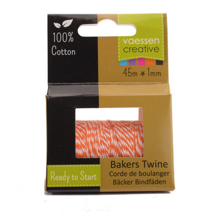 Bakers Twine touw 1mm 45m Oranje-wit