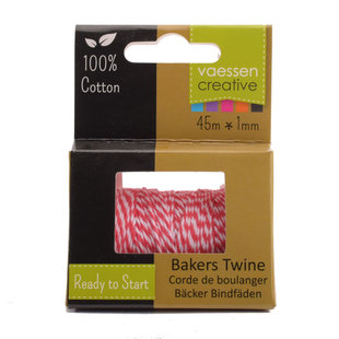 Bakers Twine touw 1mm 45m Rood-wit